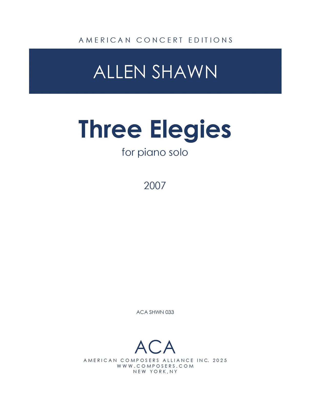 Shawn: Three Elegies