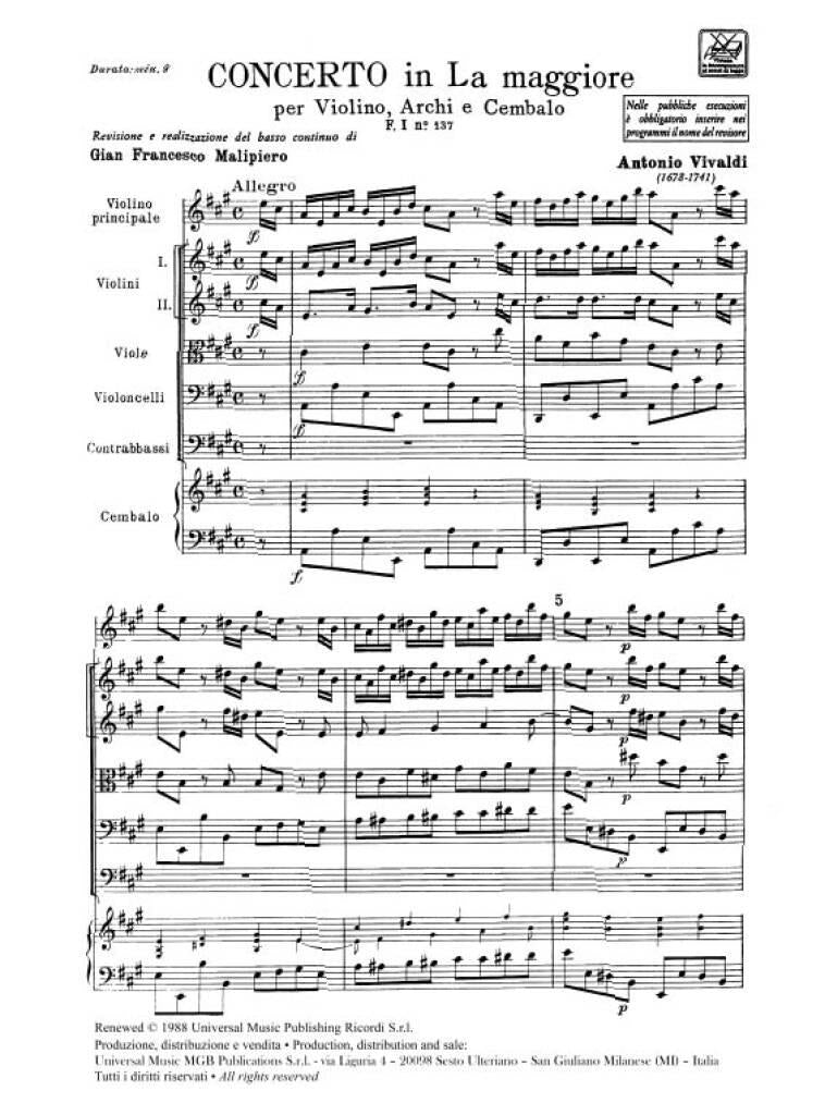 Vivaldi: Violin Concerto in A Major, RV 353