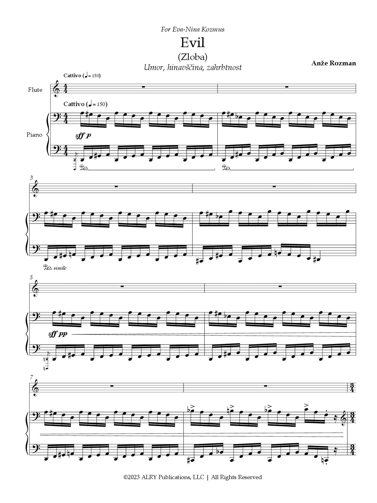 Rozman: Evil (Zloba) for Flute and Piano