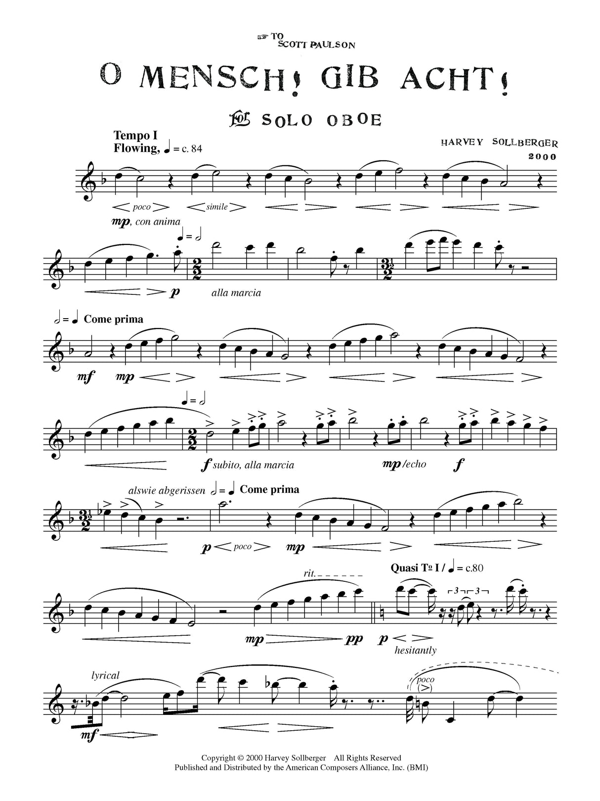 Oboe Works by American Composers