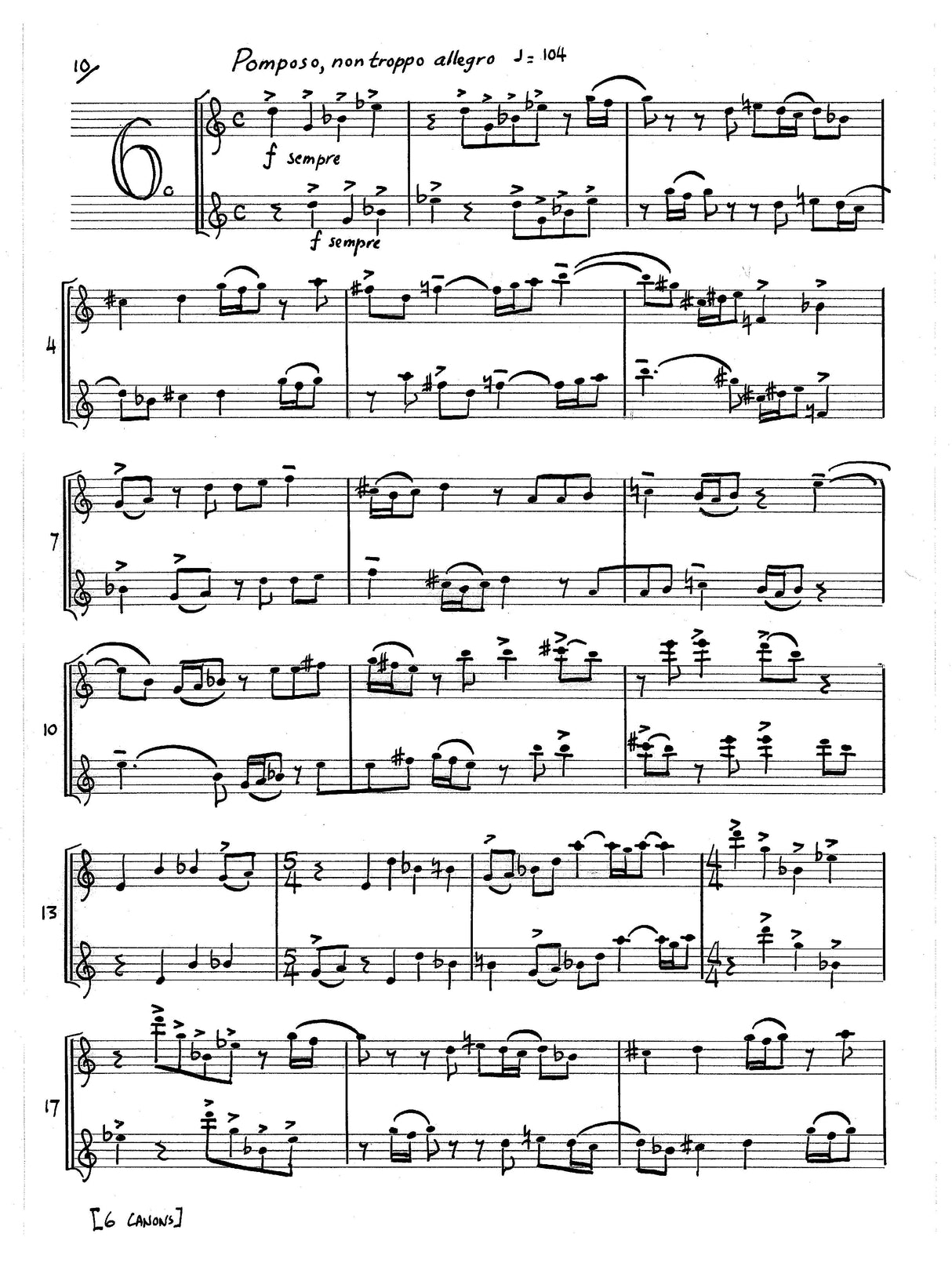 Stevens: Six Canons for Two Equal Instruments
