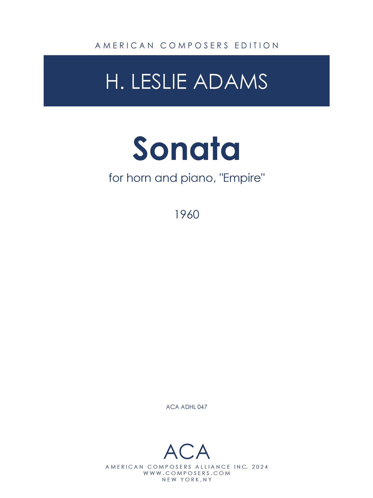 H.L. Adams: Horn Sonata