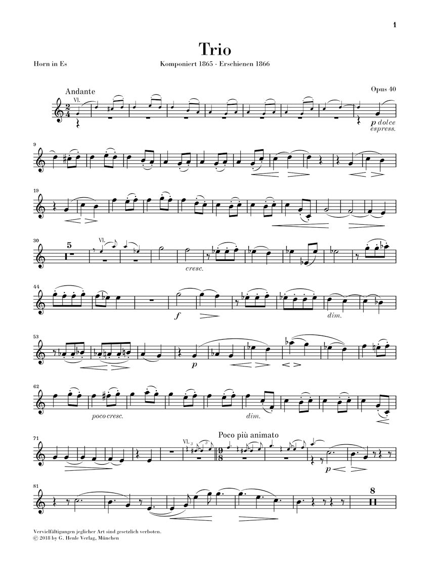 Brahms: Horn Trio in E-flat Major, Op. 40