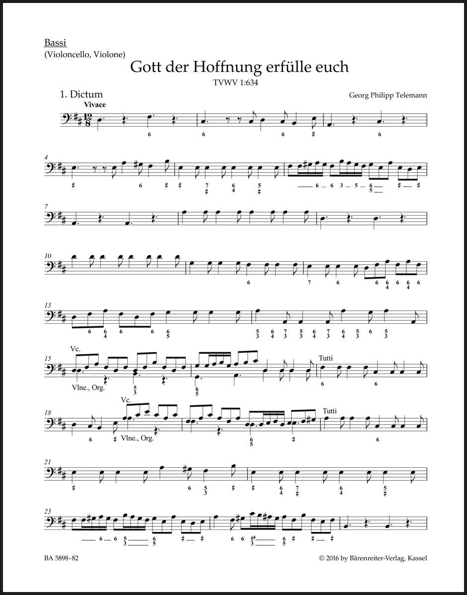 Telemann: Gott der Hoffnung erfülle euch, TWV 1:634