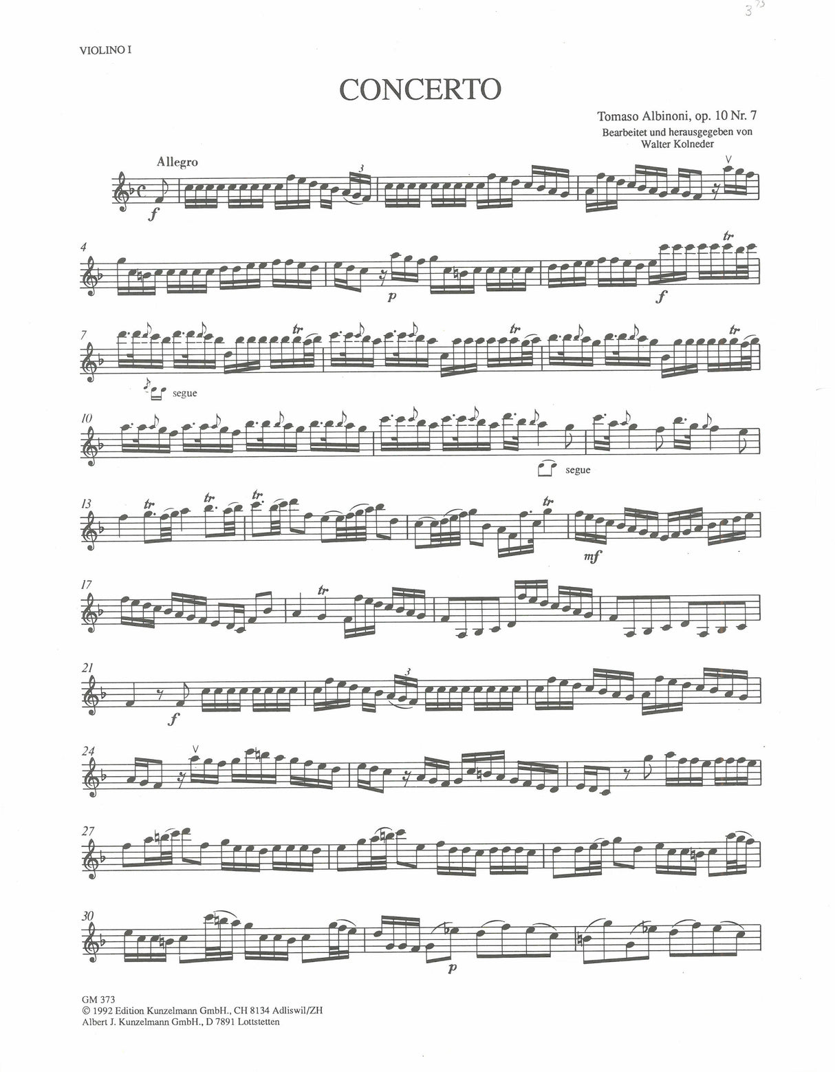 Albinoni: Concerto a cinque in F Major, Op. 10, No. 7