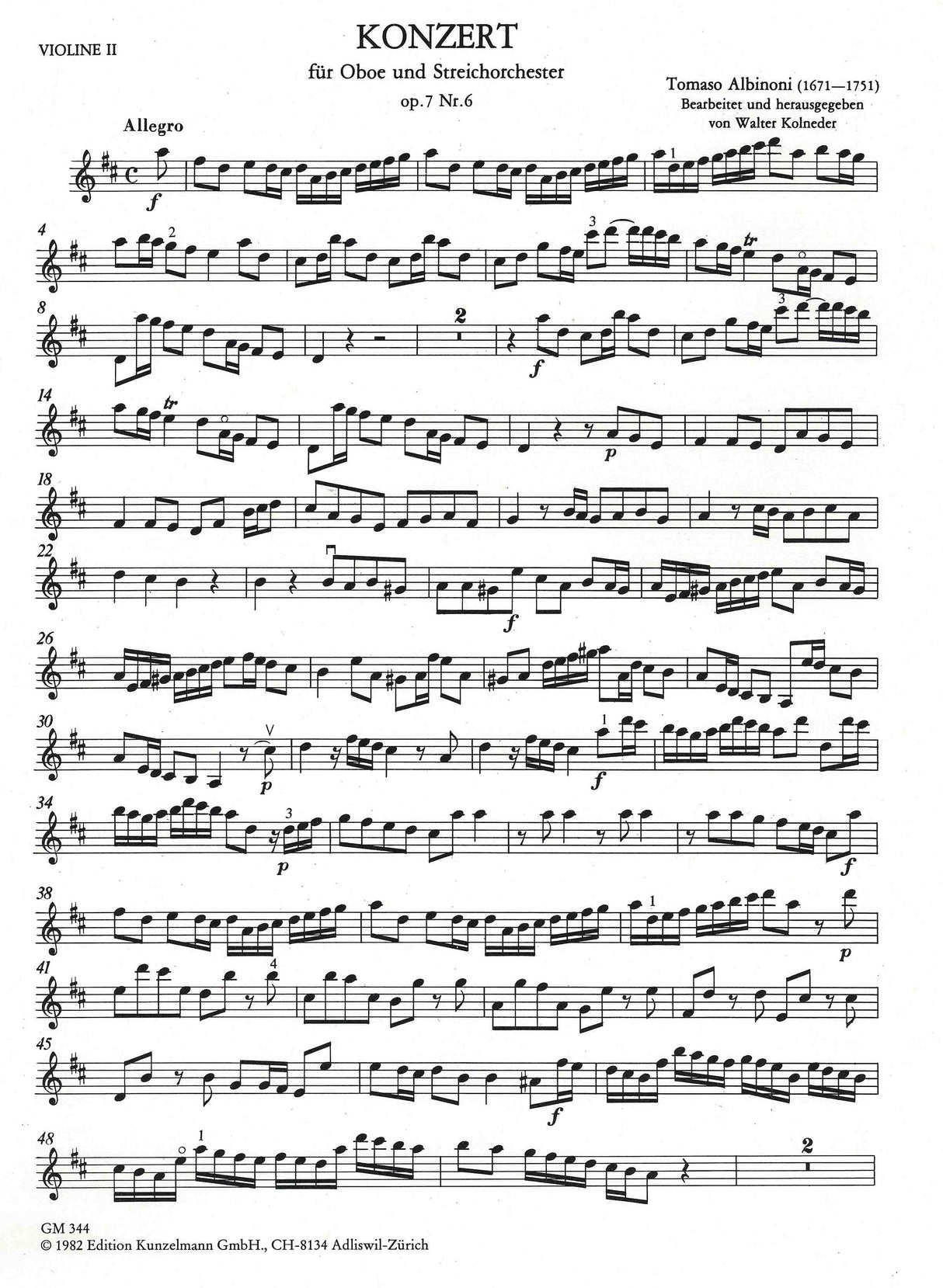 Albinoni: Oboe Concerto in D Major, Op. 7, No. 6