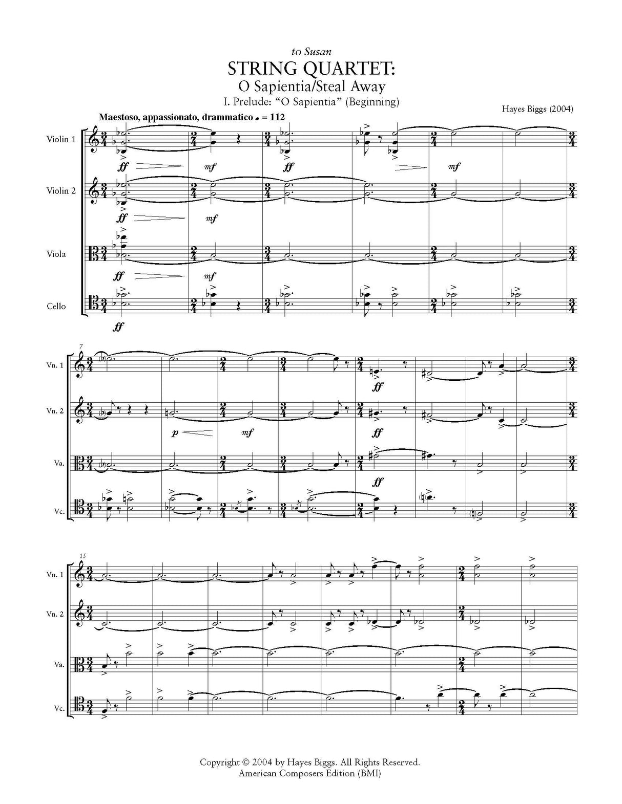 H. Biggs: String Quartet No. 1