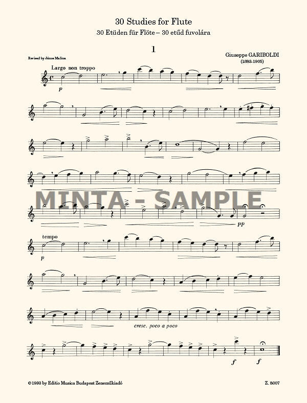 Gariboldi,: 30 Easy and Progressive Studies for flute