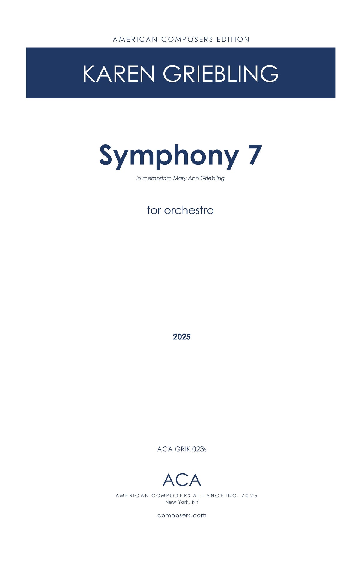 Griebling: Symphony No. 7
