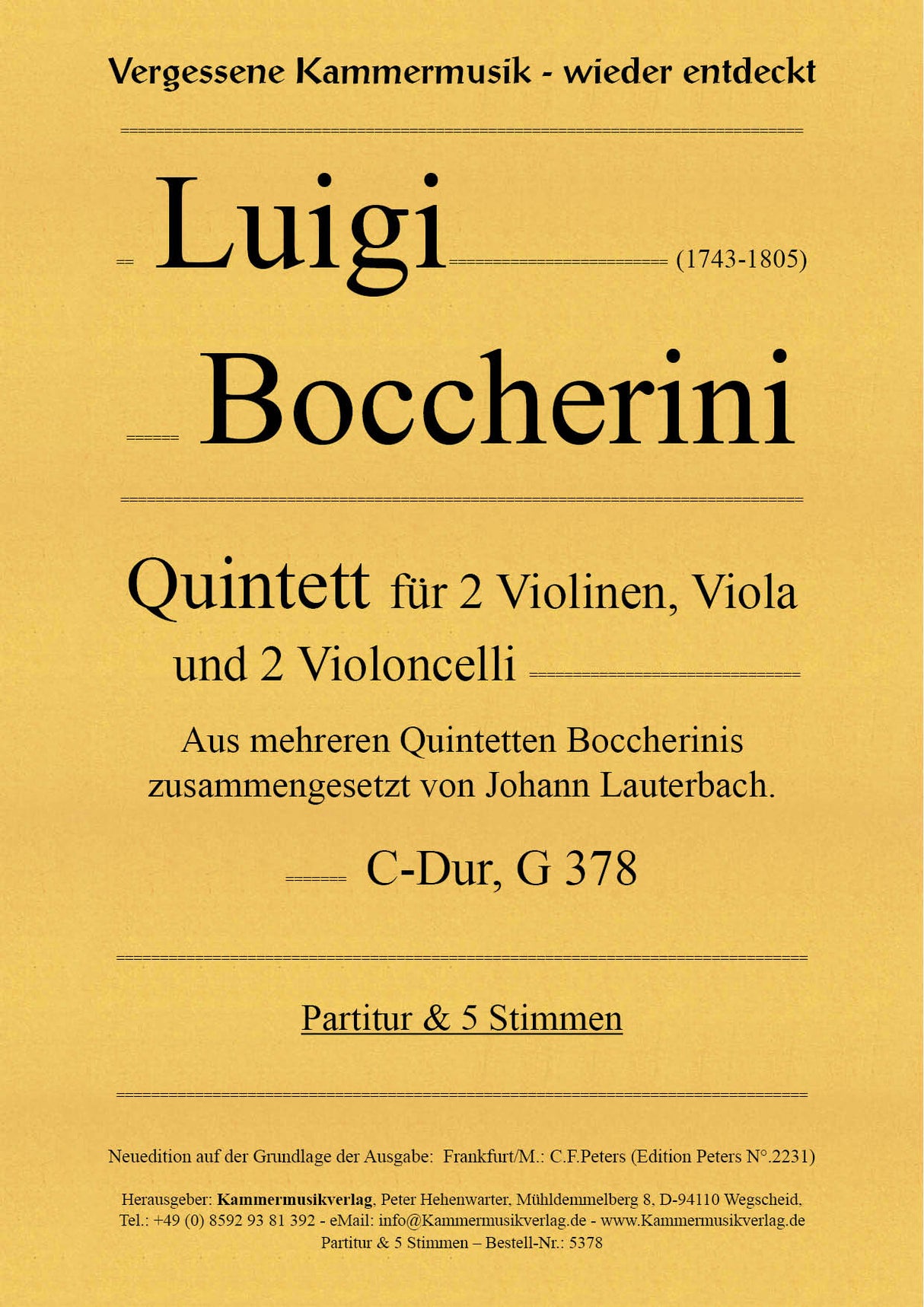 Boccherini: String Quintet in C Major, G 378