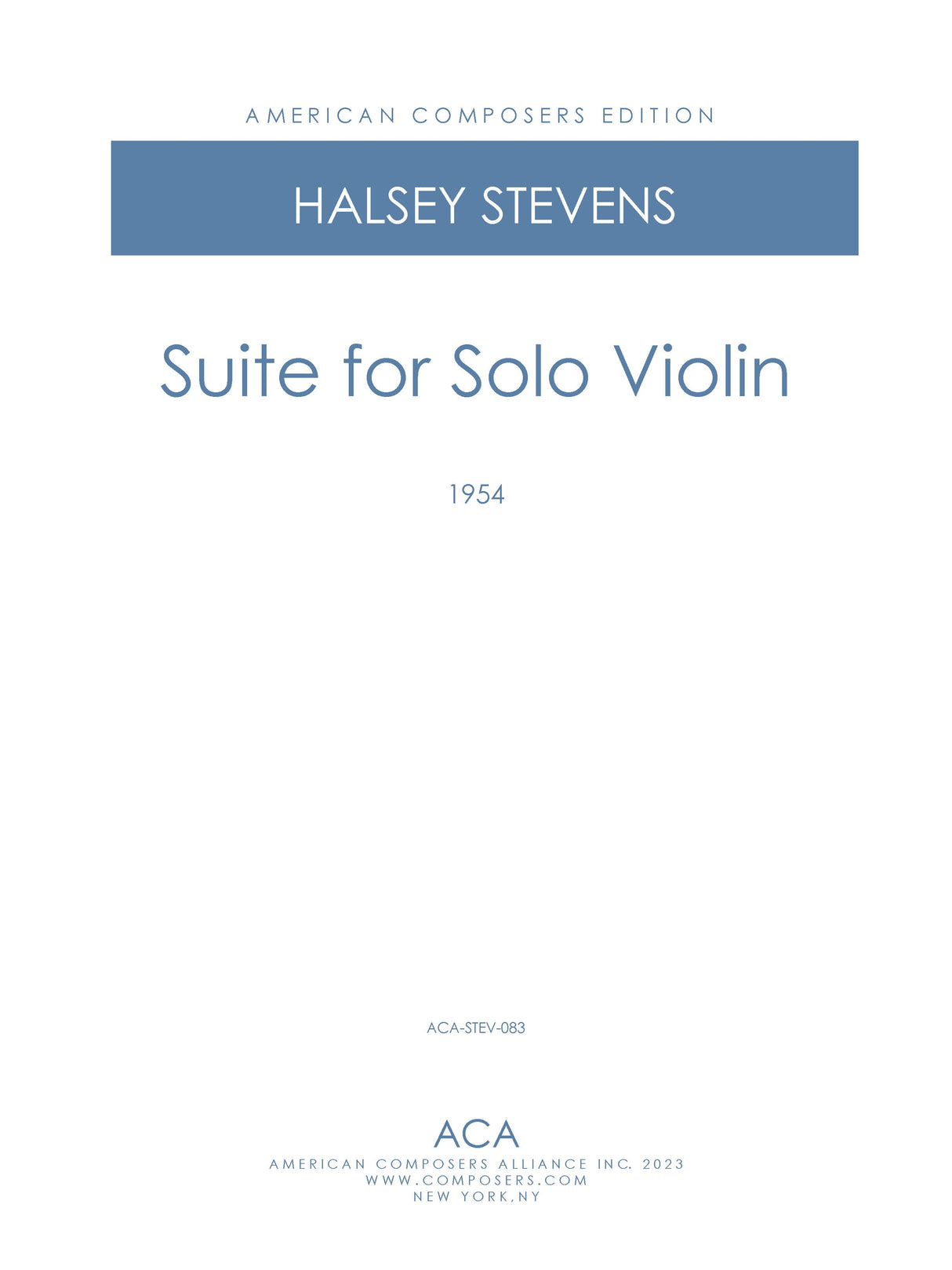 Stevens: Suite for Solo Violin