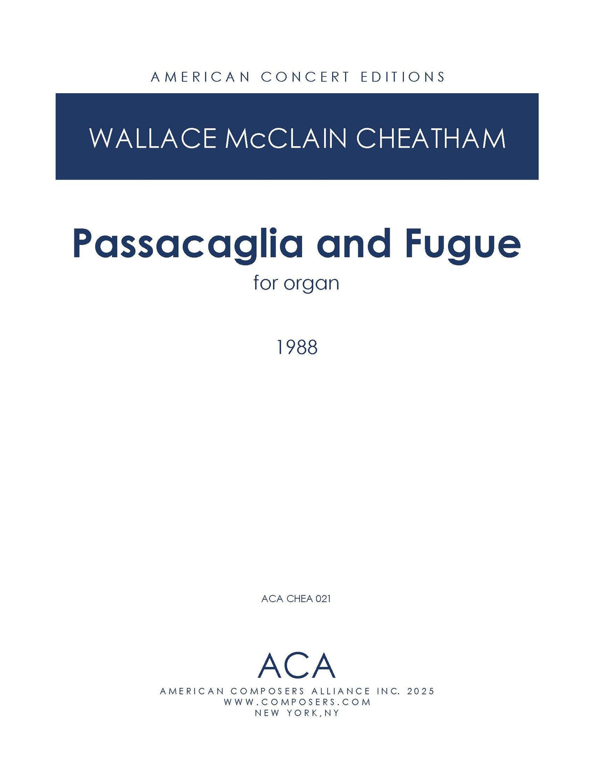 Cheatham: Passacaglia and Fugue