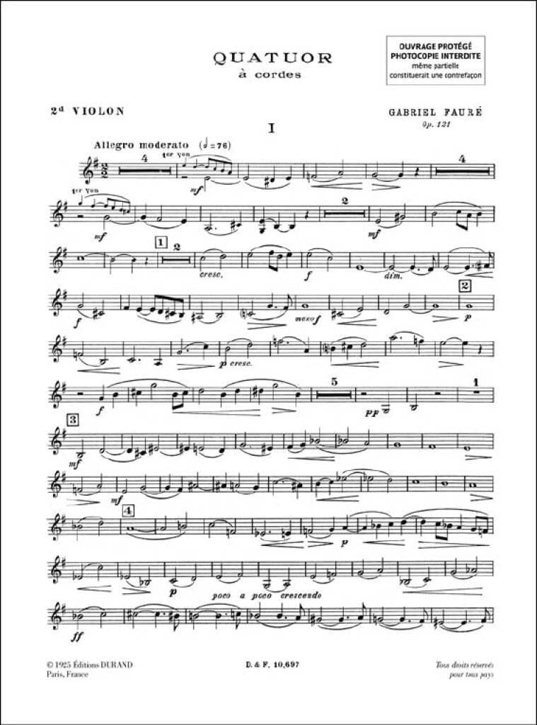 Fauré: String Quartet in E Minor, Op. 121