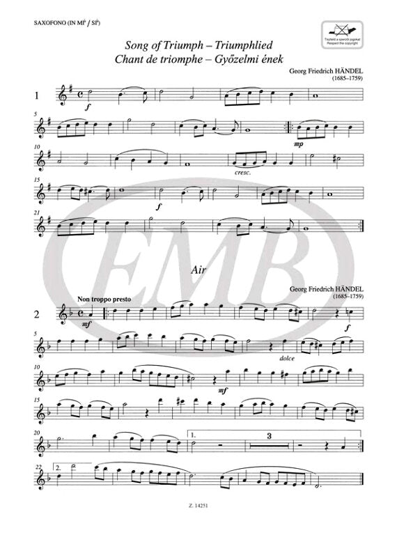 Saxophone Music for Alto or Tenor Saxophone