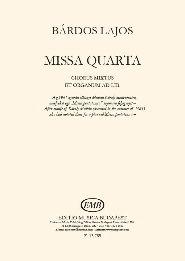Bárdos: Missa quarta