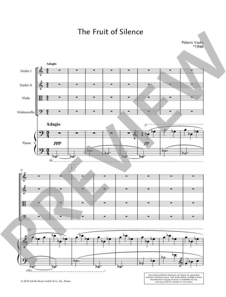 Vasks: The Fruit of Silence (Version for Piano Quintet)