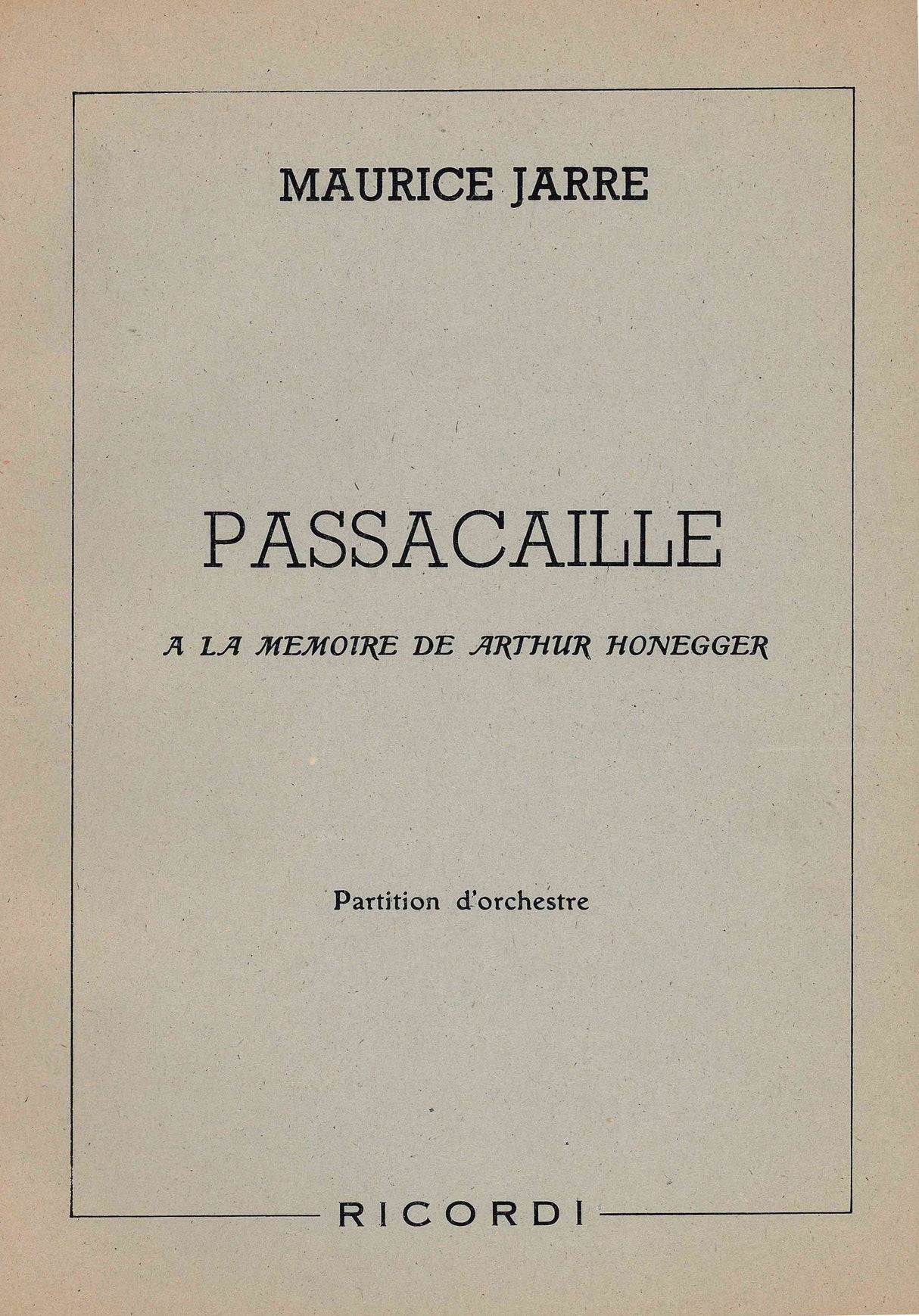 Jarre: Passacaille