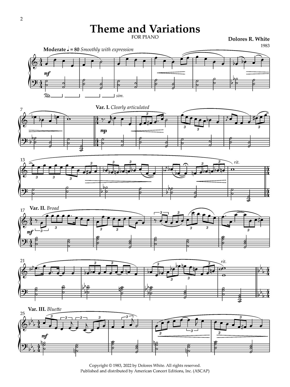 White: Theme and Variations