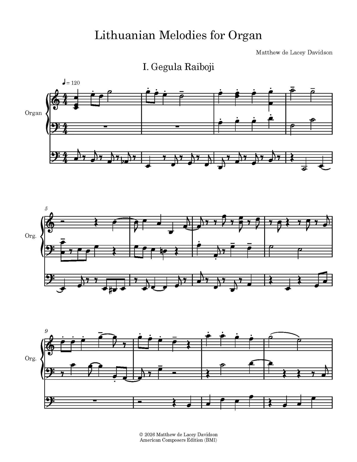 Davidson: Lithuanian Melodies for Organ