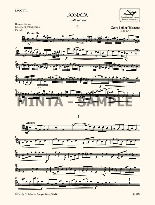 Telemann: Sonata in E Minor (arr. for bassoon & piano)