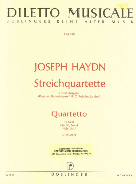 Haydn: String Quartet in F-sharp Minor, Hob. III:47, Op. 50, No. 4