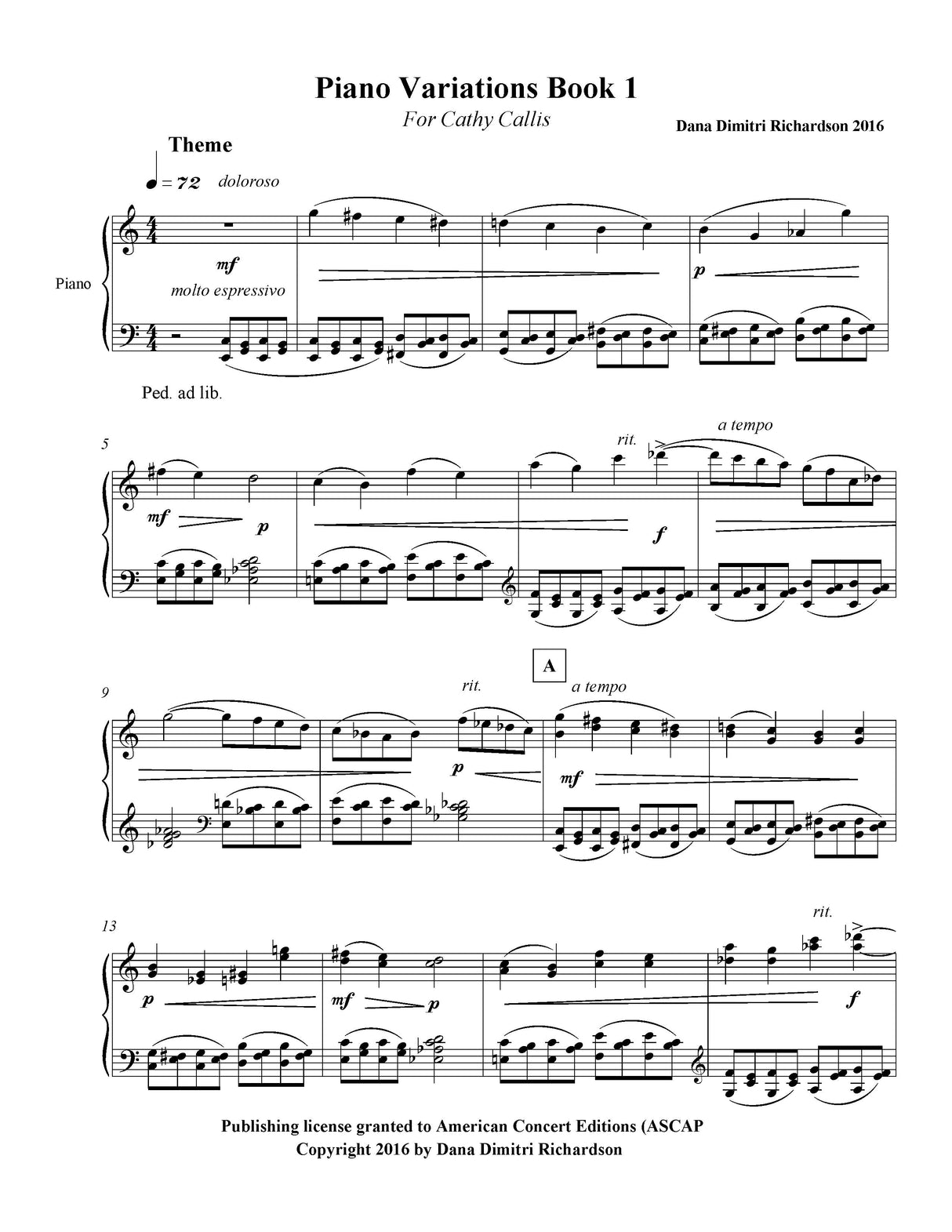D. Richardson: Piano Variations - Book 1