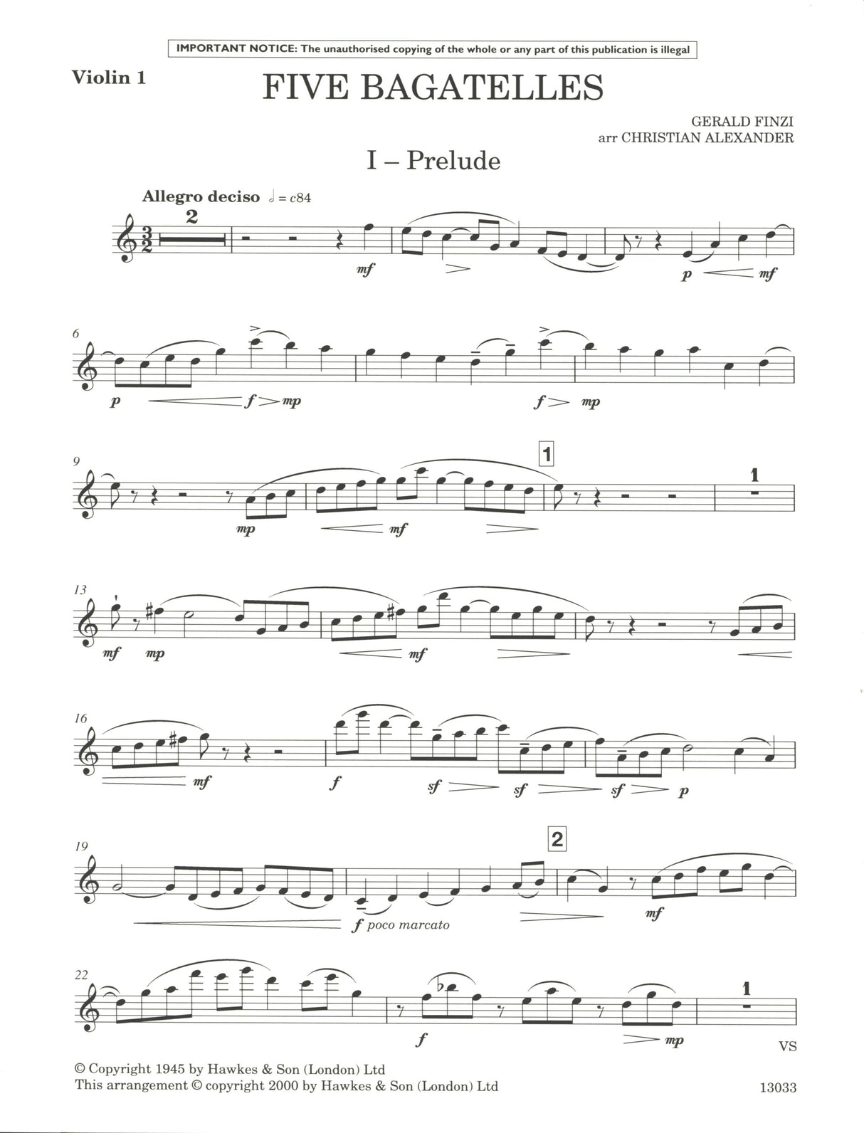 Finzi: 5 Bagatelles, Op. 23 -- arr. for clarinet & string quartet