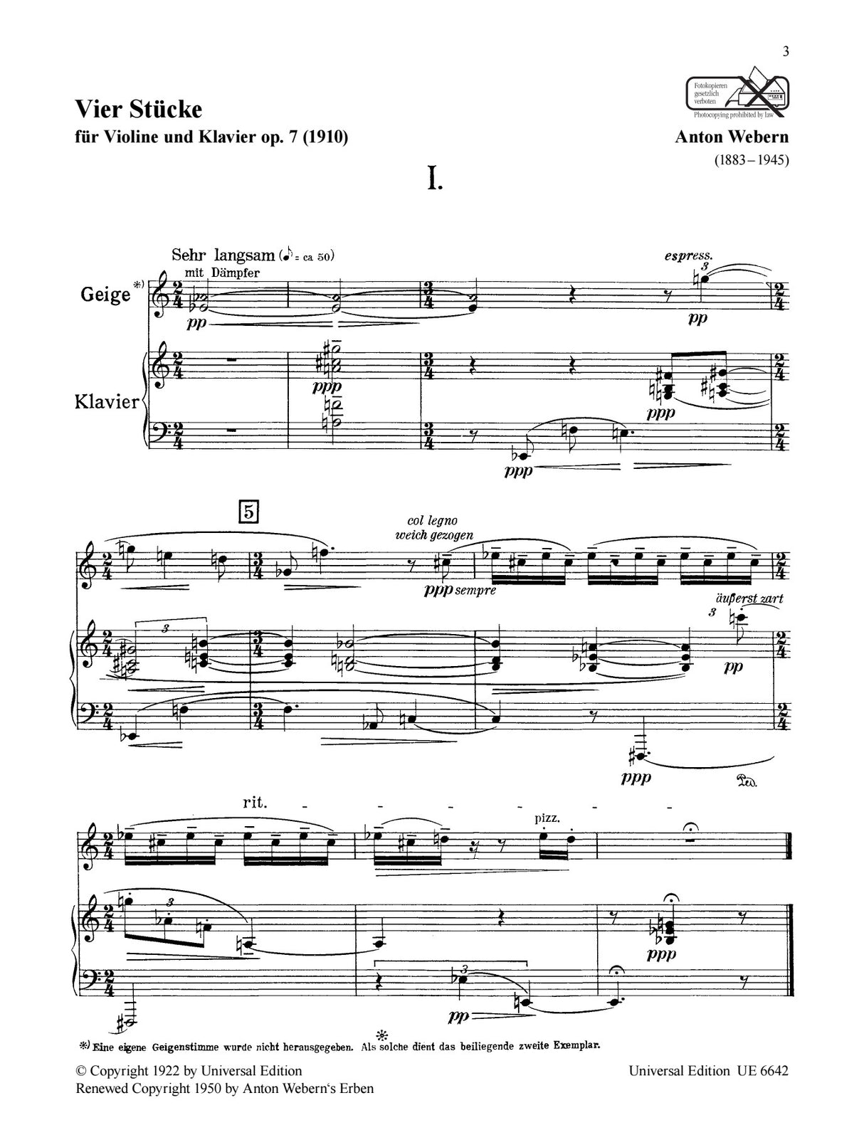 Webern: 4 Pieces, Op. 7