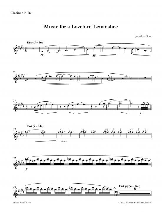 Dove: Music for a Lovelorn Lenanshee (Version for Clarinet & Piano)