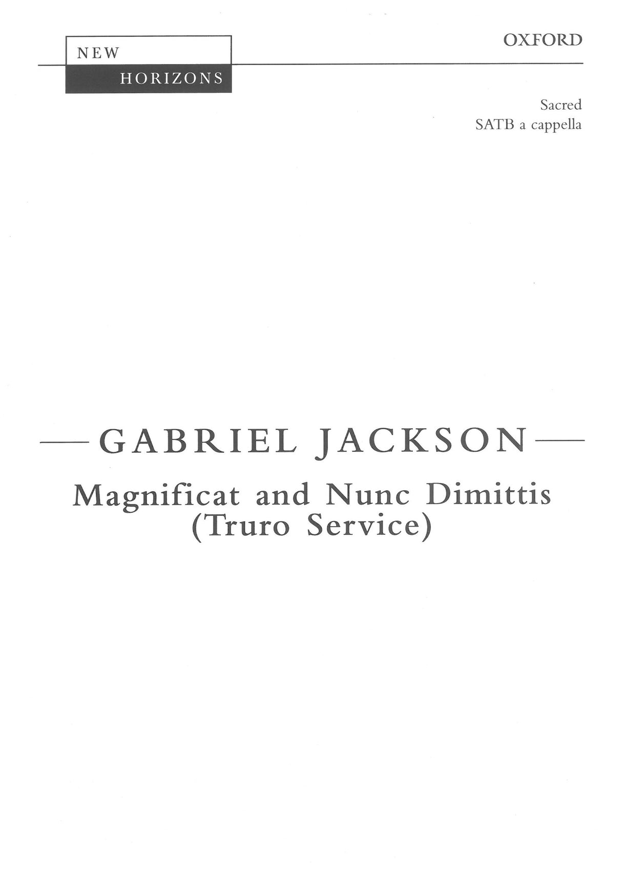 G. Jackson: Magnificat and Nunc Dimittis