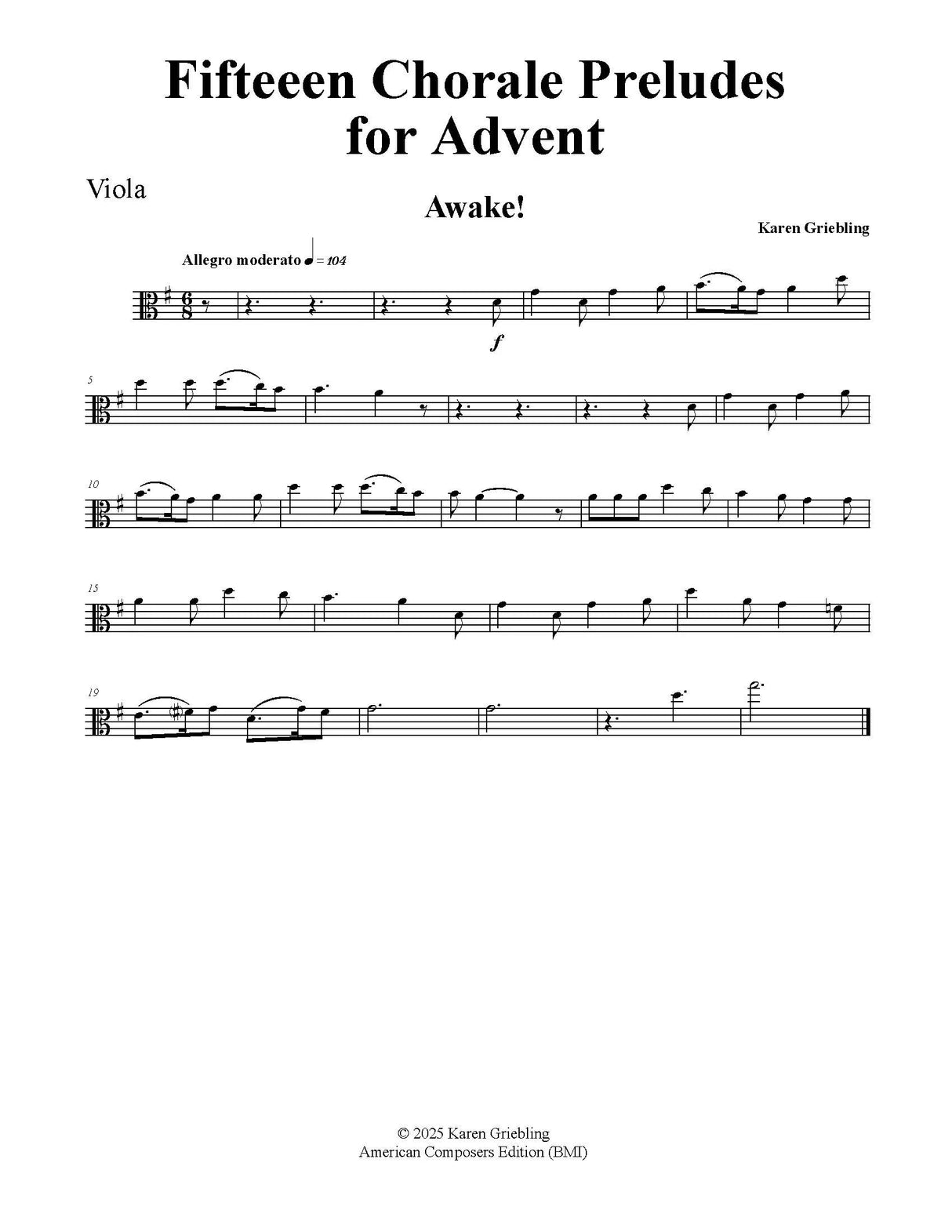 Griebling: 15 Chorale Preludes for Advent