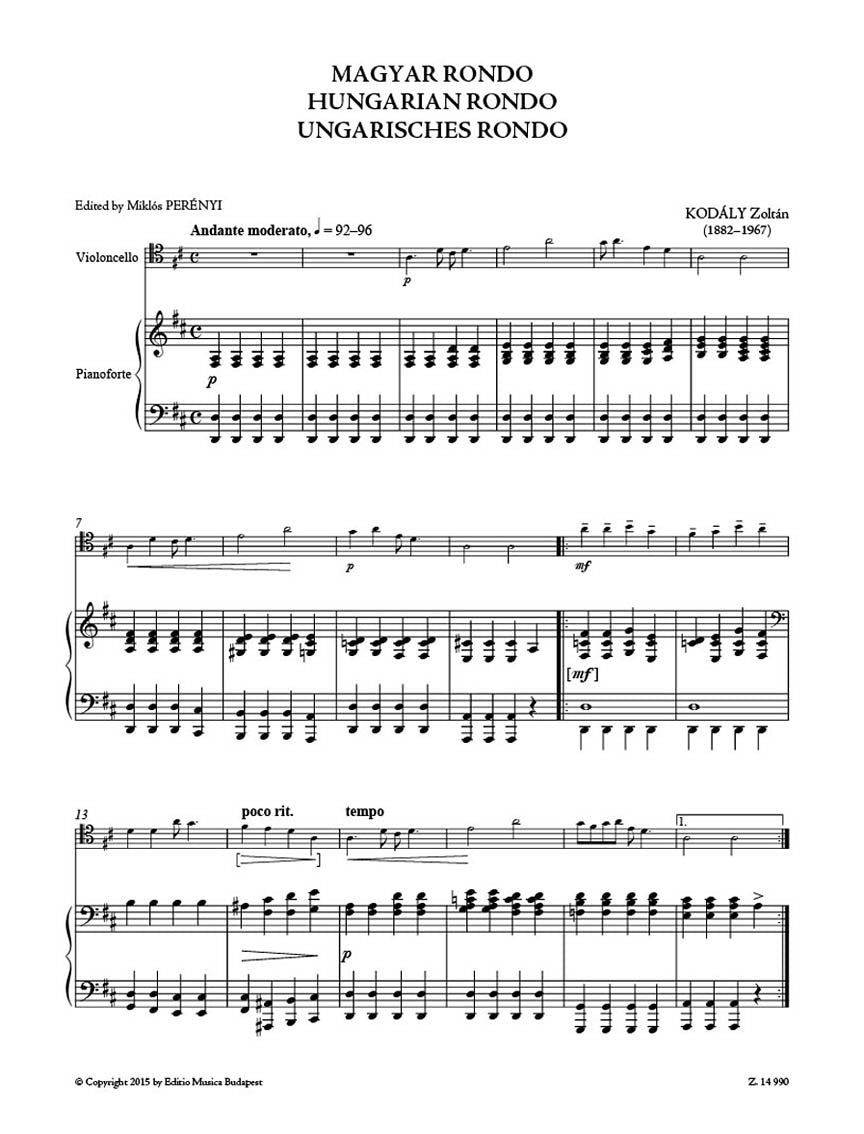 Kodály: Hungarian Rondo (Version for Cello & Piano)