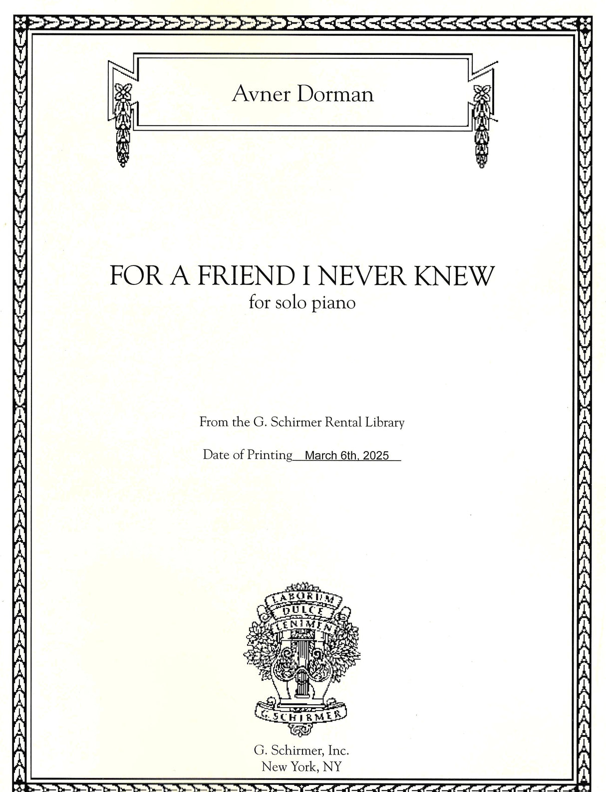 Dorman: For a Friend I Never Knew (An Anniversary for Lenny)