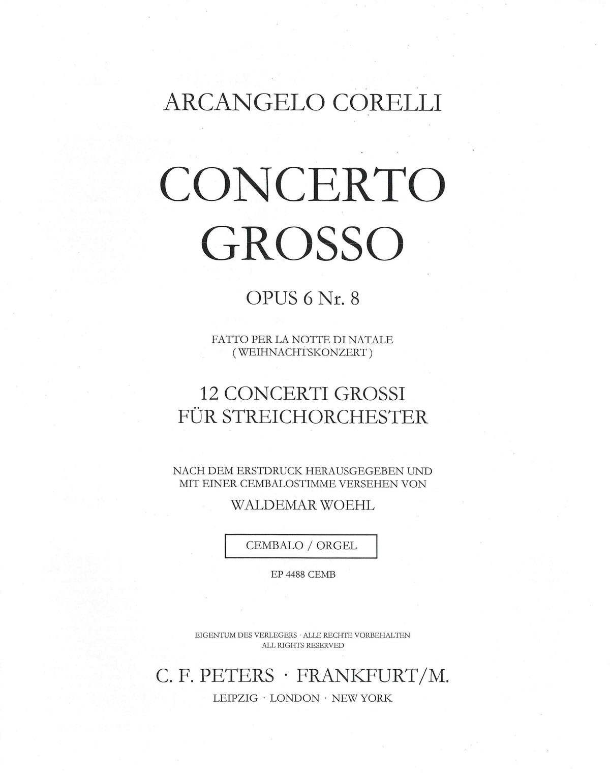 Corelli: Concerto Grosso, Op. 6, No. 8 in G