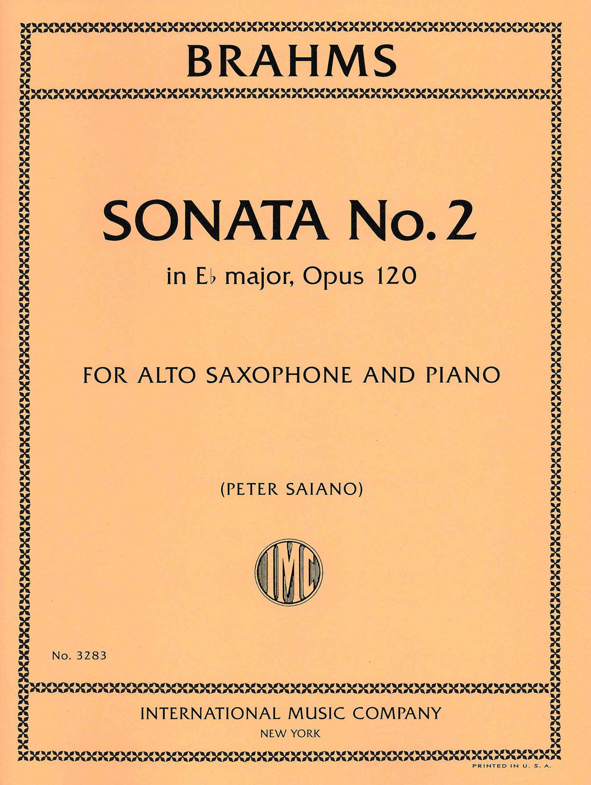 Brahms: Sonata No. 2 in E-flat Major, Op. 120 (arr. for alto sax & piano)