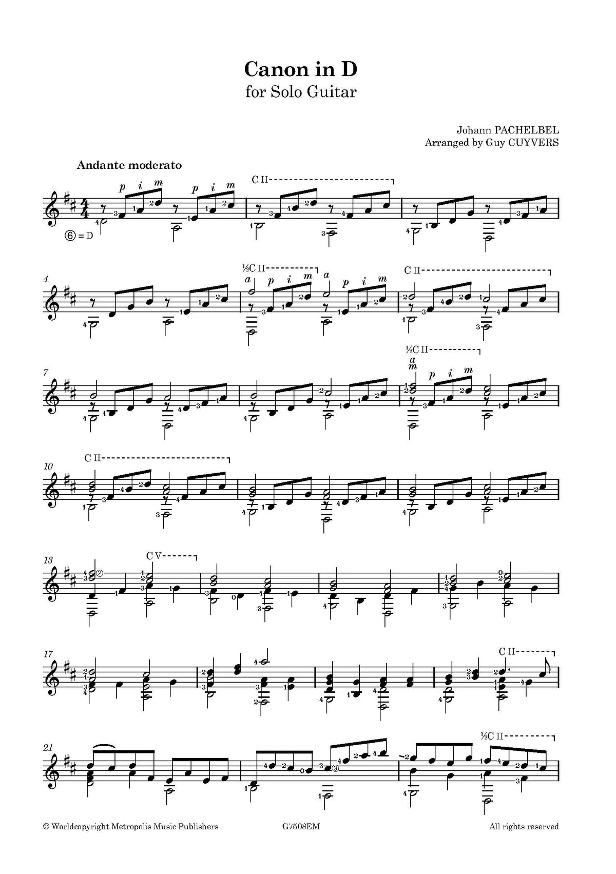 Pachelbel: Canon in D Major (arr. for guitar)