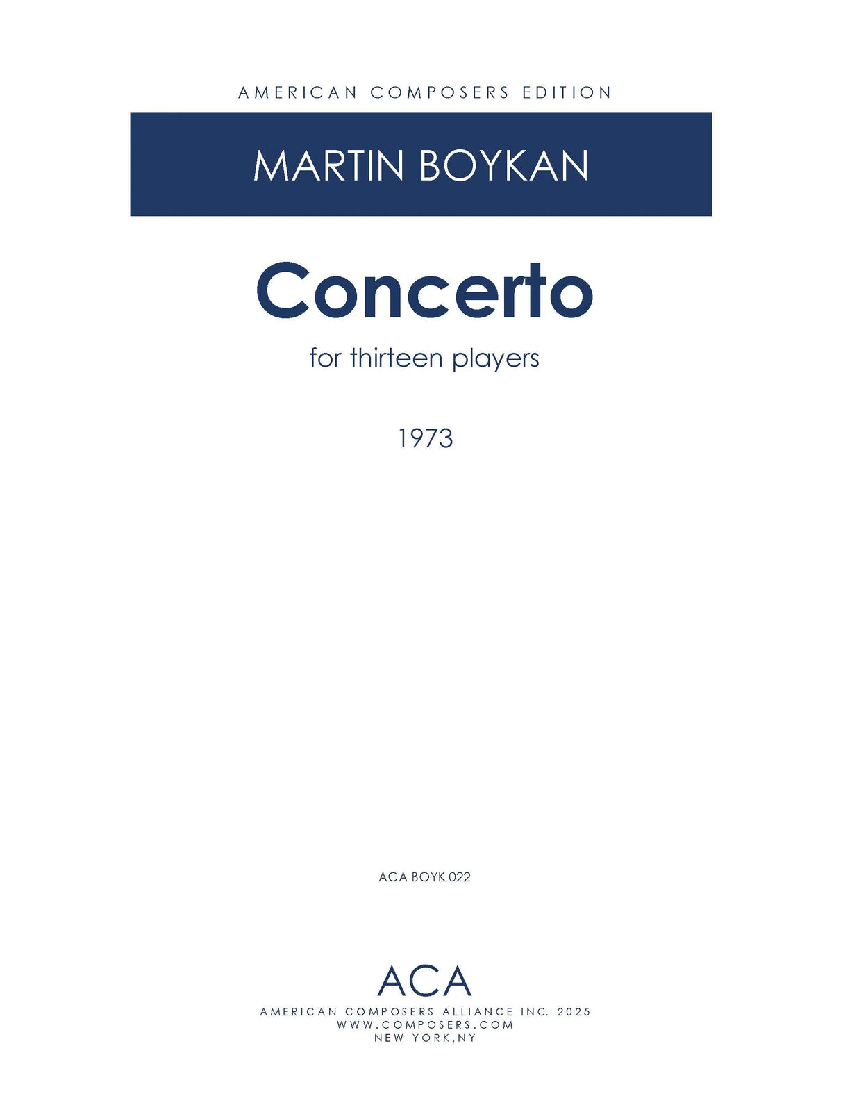 Boykan: Concerto for 13 Players