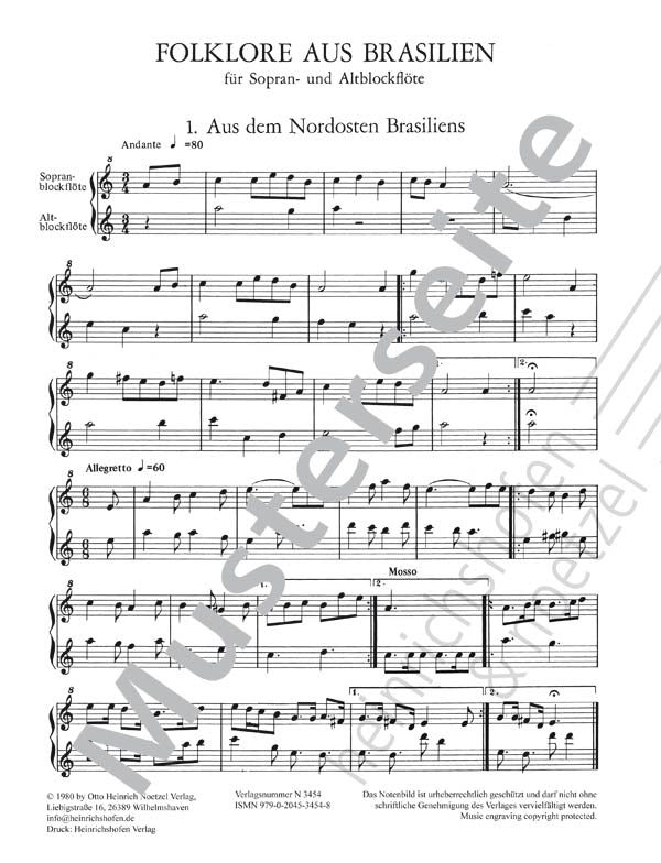 Folklore Duets from Brazil (arr. for SA recorders)