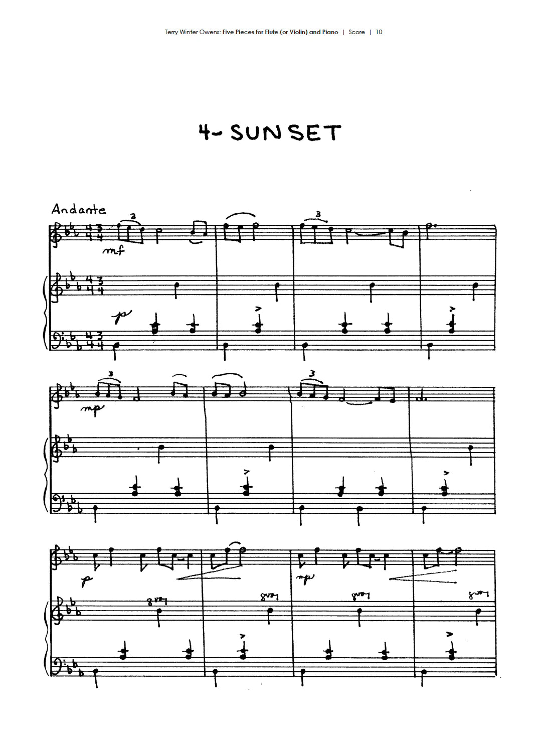 T.W. Owens: Five Pieces for Flute (or Violin) and Piano