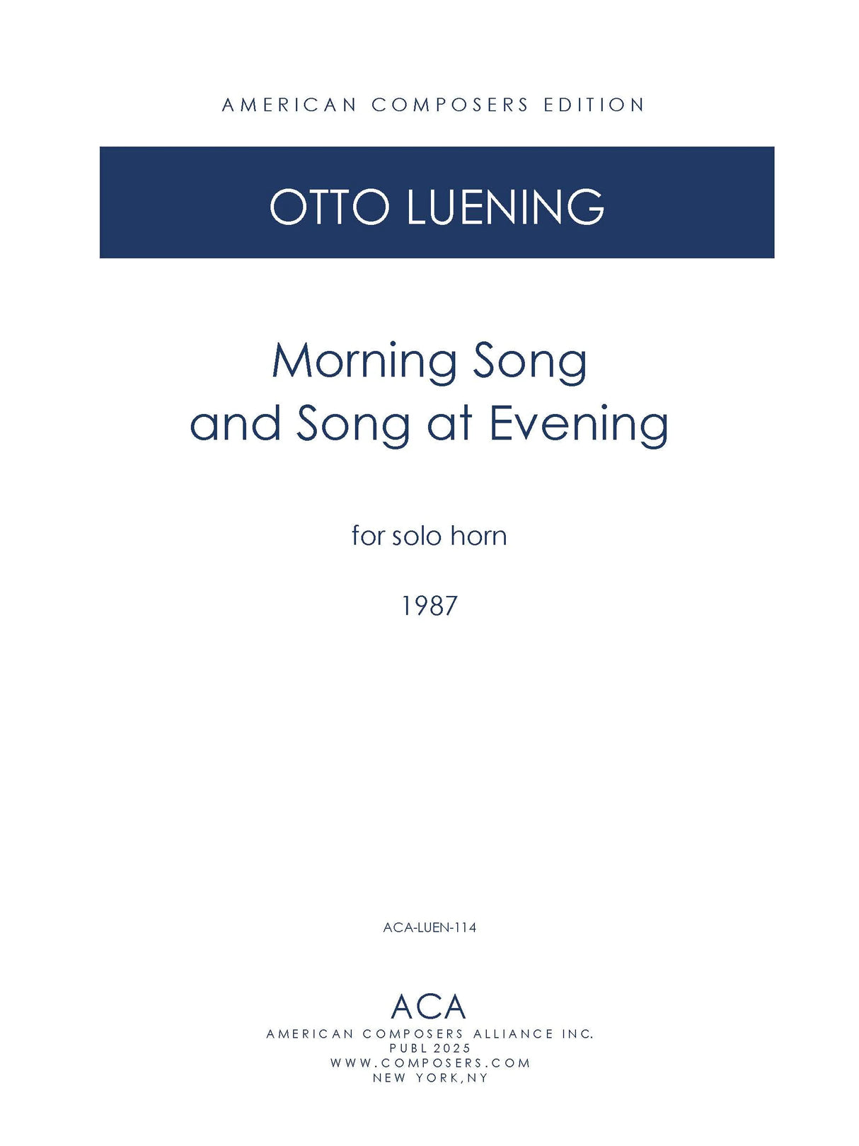 Luening: Morning Song and Song at Evening