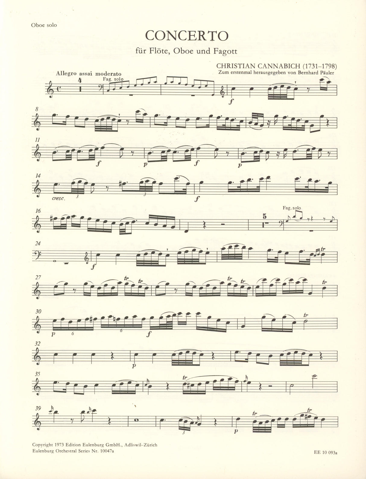 Cannabich: Concerto for Flute, Oboe and Bassoon