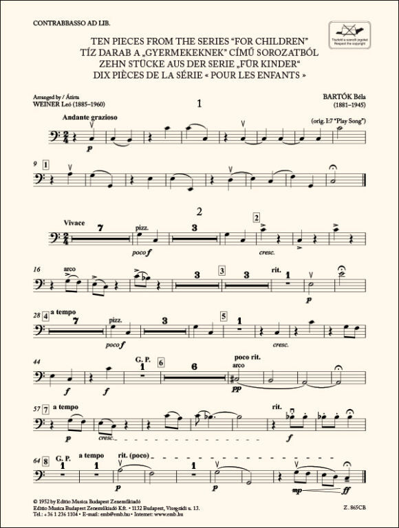 Bartók: Ten Pieces from the Series 'For Children' (arr. for string ensemble)
