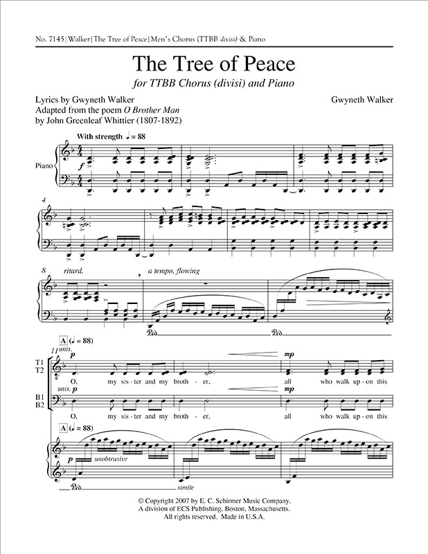 Gw. Walker: The Tree of Peace (Version for TTBB Choir)