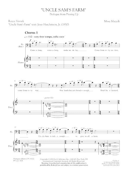 Mazzoli: 3 Arias from "Proving Up"