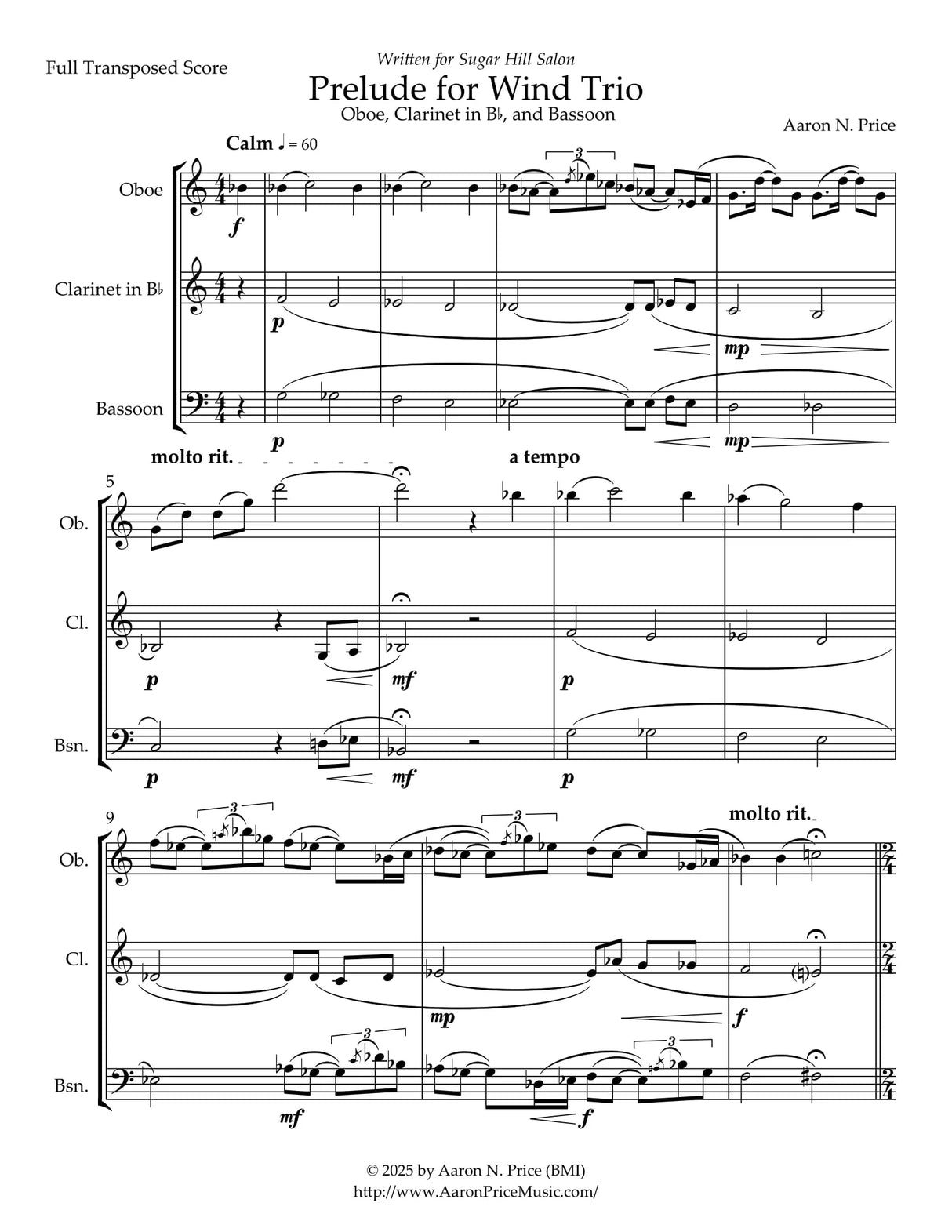 A. Price: Prelude for Wind Trio