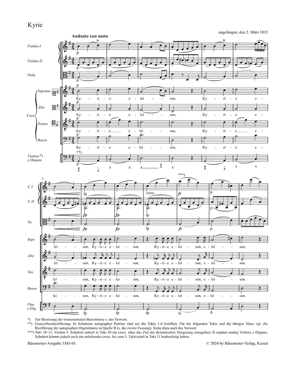 Schubert: Mass in G Major, D 167