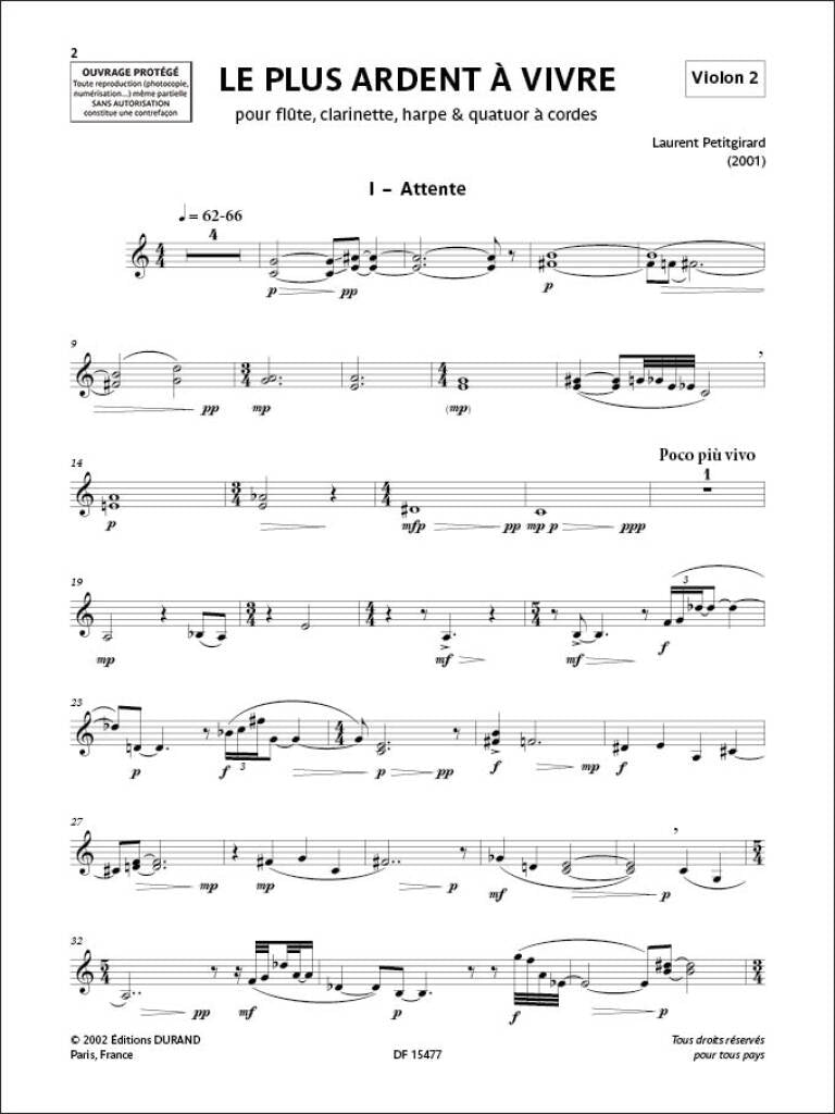 Petitgirard: Le Plus Ardent à Vivre