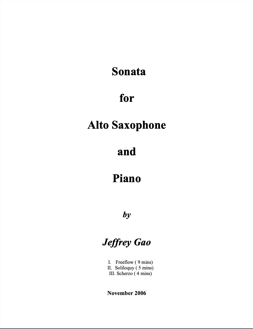 Gao: Alto Sax Sonata