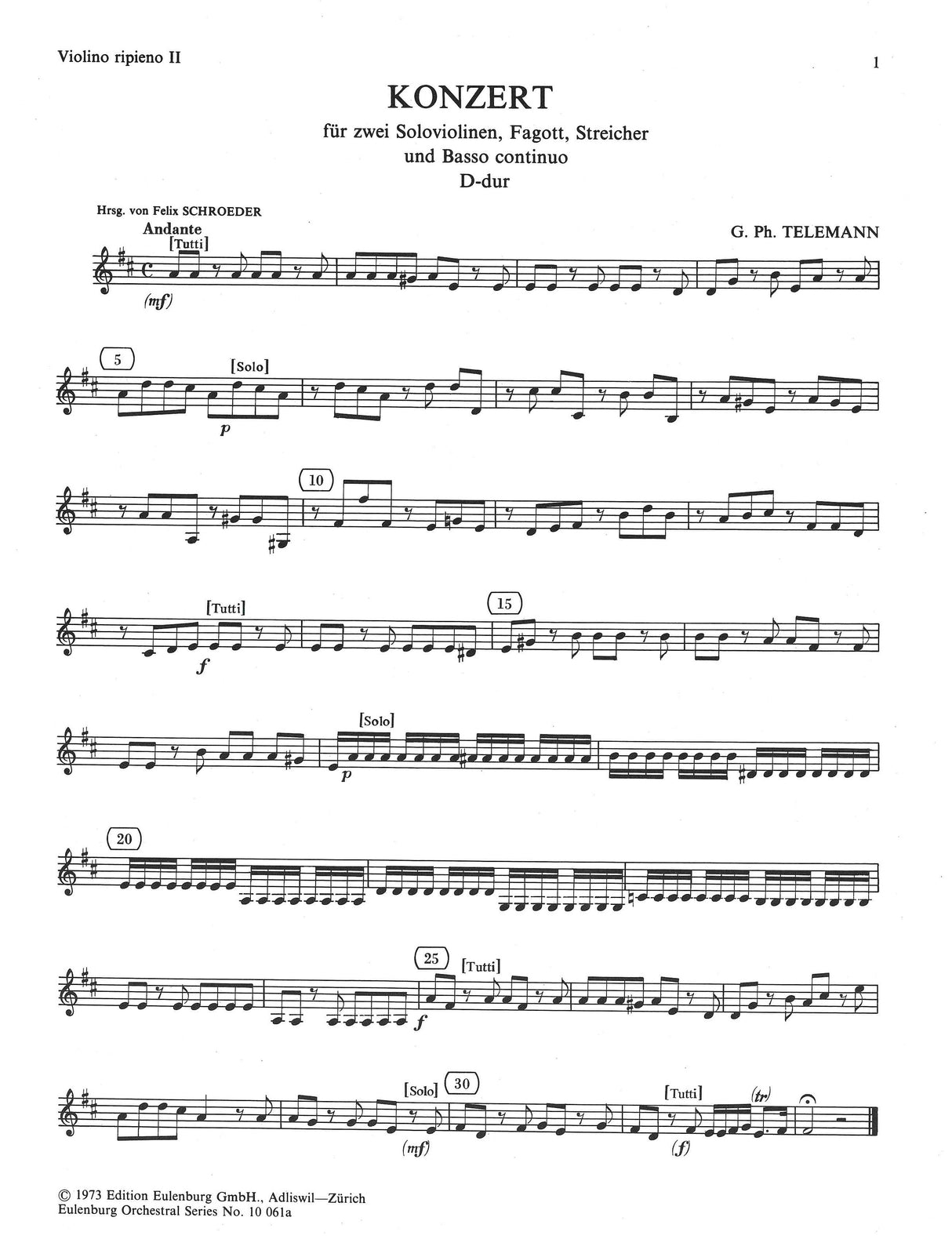 Telemann: Concerto for 2 Violins, Bassoon and String Orchestra, TWV 53:D4