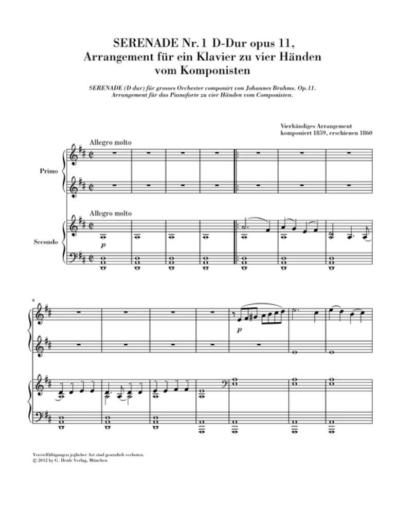 Brahms: Serenades and Overtures (arr. for piano 4-hands)
